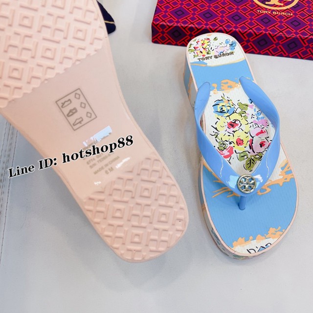 TORY BURCH2021年夏季新款女款坡跟人字拖TB官方春夏季主打款女士人字拖 dx2383